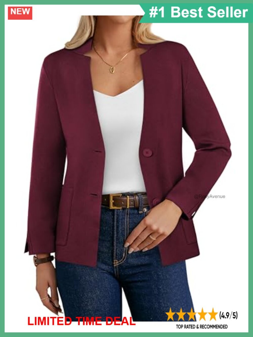 Sweater Blazer Knit Cardigan Notch Collar Business Casual Work